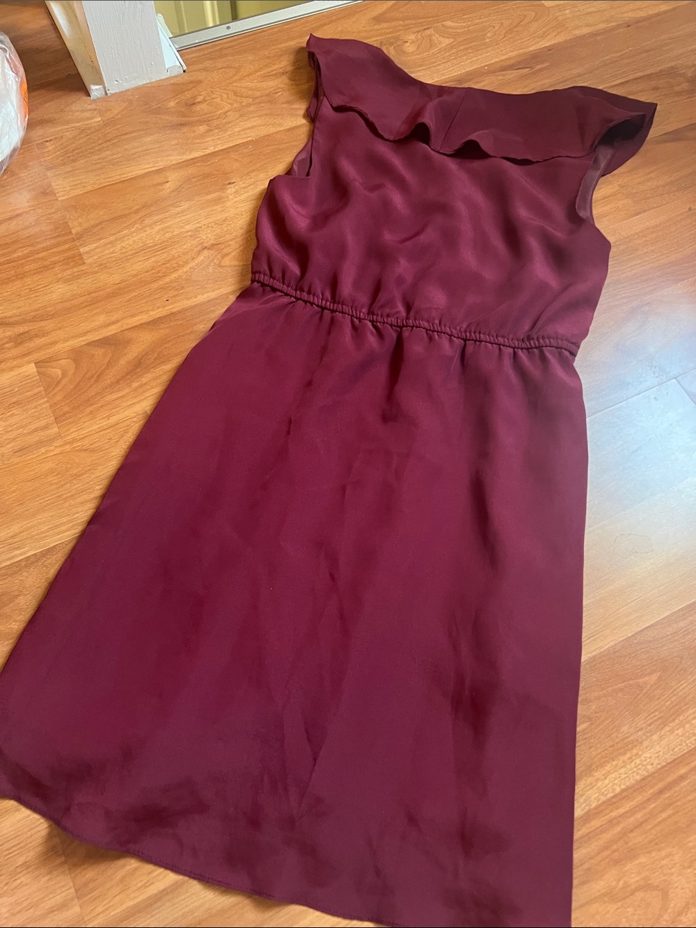 BCBGeneration Burgundy Ruffle-Trim Mini Dress - Picture 3 of 3